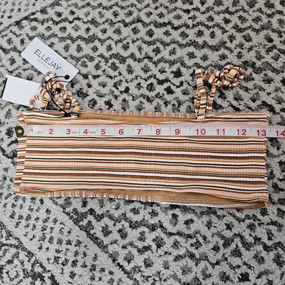 Ellejay Lauren Bandeau Bikini Top Size Small in Orange Stripe - Picture 6 of 6